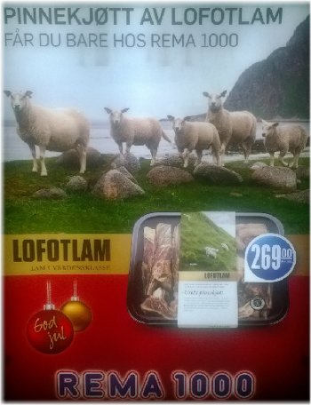 Carne de Lofoten, anuncio de una conocida cadena de supermercados Corderitos de Lofoten